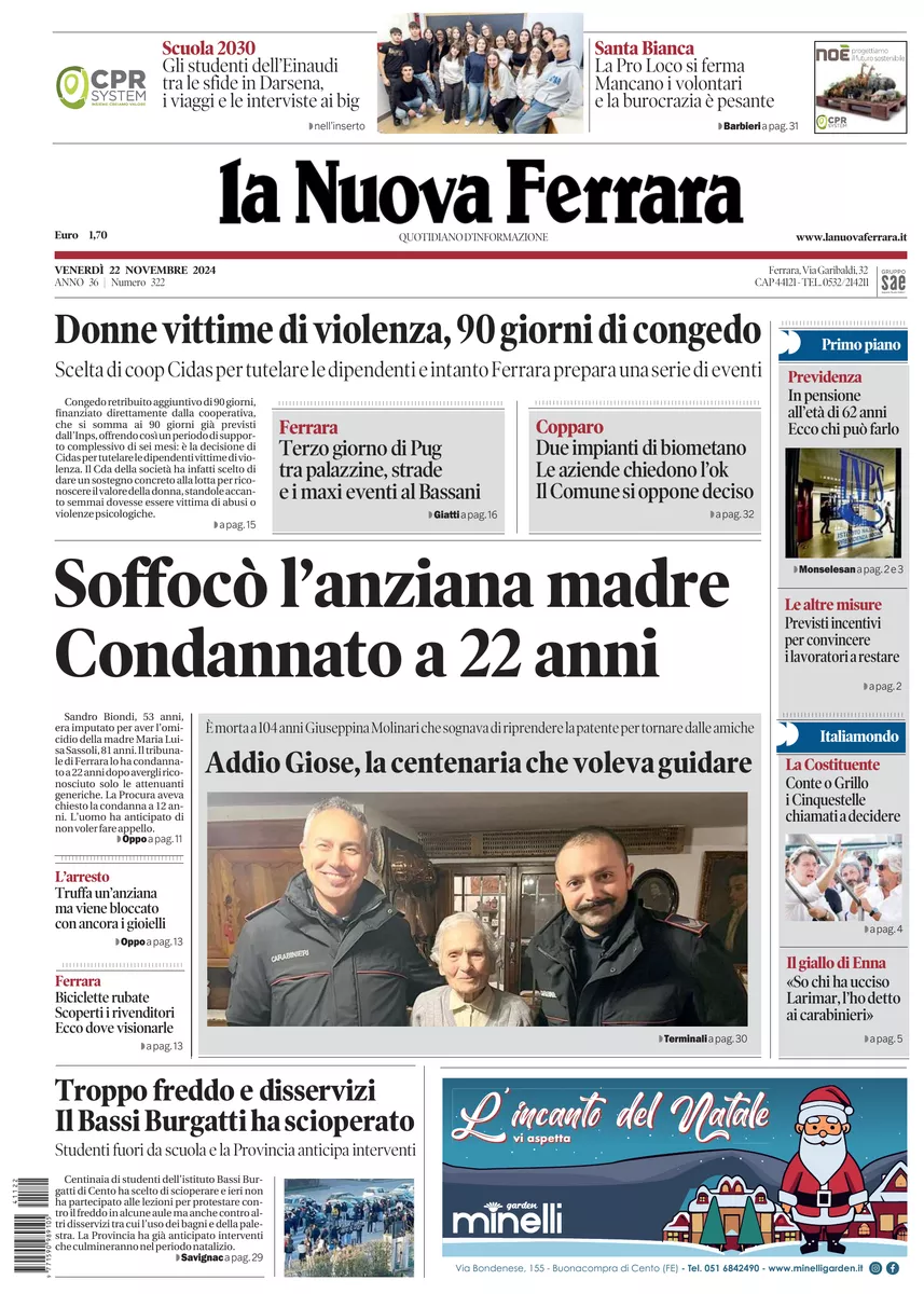 Prima-pagina-nuova ferrara-oggi-edizione-del-2024-11-22